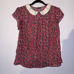 I heart Ronson women’s size medium short sleeve blouse floral print